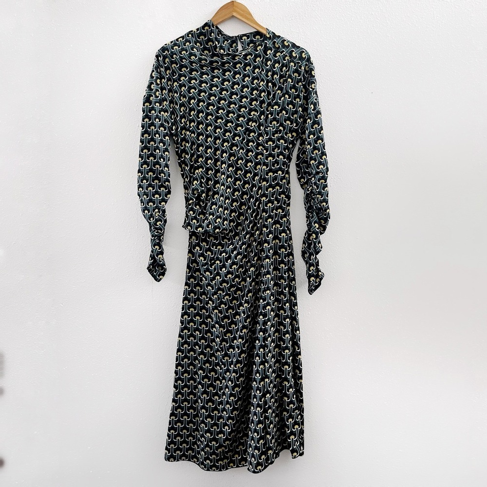MARNI 100% Silk Geometric Print Midi Dress Size IT=40/ US=4 - Picture 2 of 12